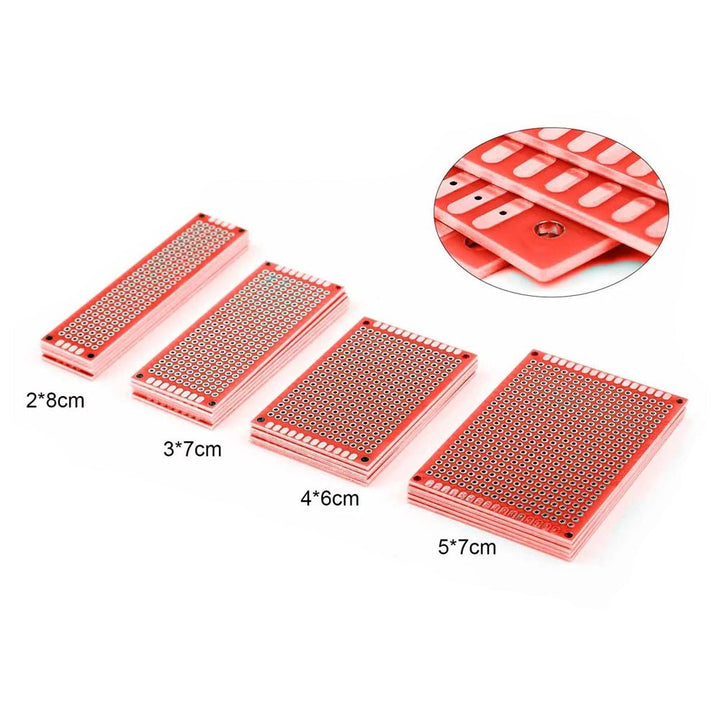 Kit 20 Placas Fenólicas Perforada 4 Tamaños Doble Cara PCB Rojo - Tecneu