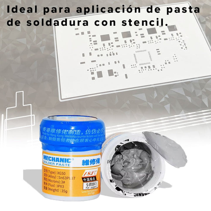 Soldadura En Pasta Mechanic 138°c 35g Reparación Electronica XG50 - Tecneu