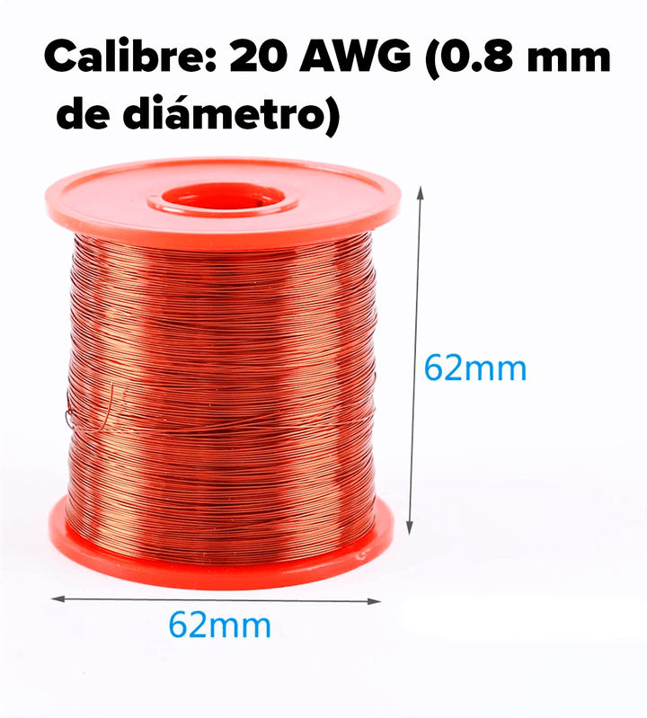 Rollo Bobina Alambre Magneto Esmaltado 500g 100% Cobre 20AWG - Tecneu