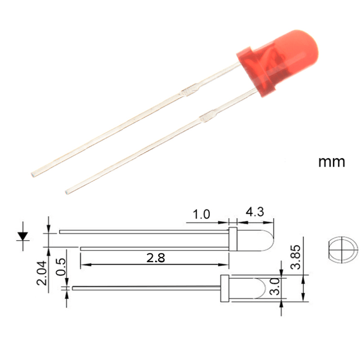 Led Ultrabrillantes 3mm Rojo, Ambar, Azul, Verde, Blanco - Tecneu