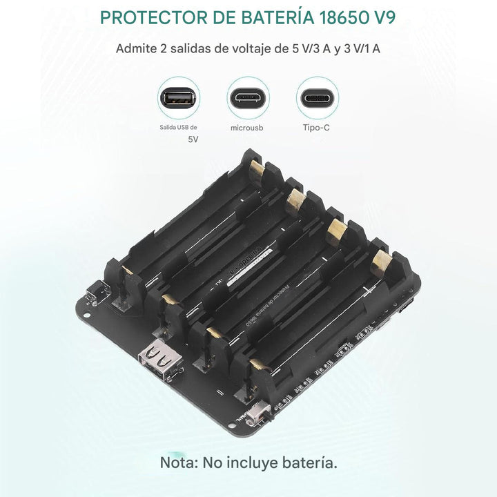 Shield Carga Rápida 4 Baterías 18650 3a 5v Y 3v Usb C Micro - Tecneu