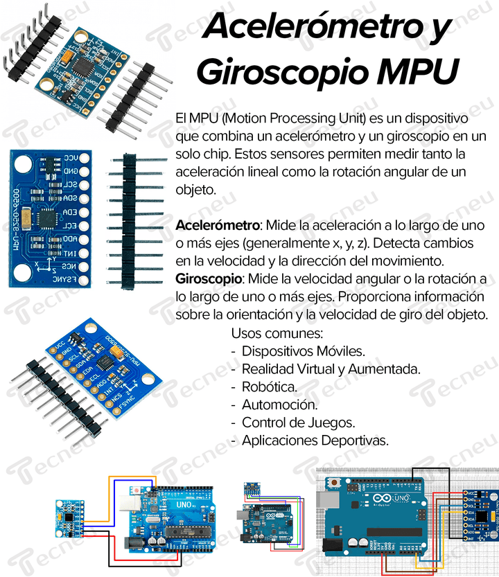 Módulo Acelerómetro y Giroscopio MPU 6500, 6 Ejes - Tecneu