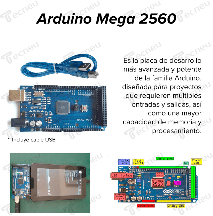 Arduino Mega 2560 Con Cable Usb - Tecneu