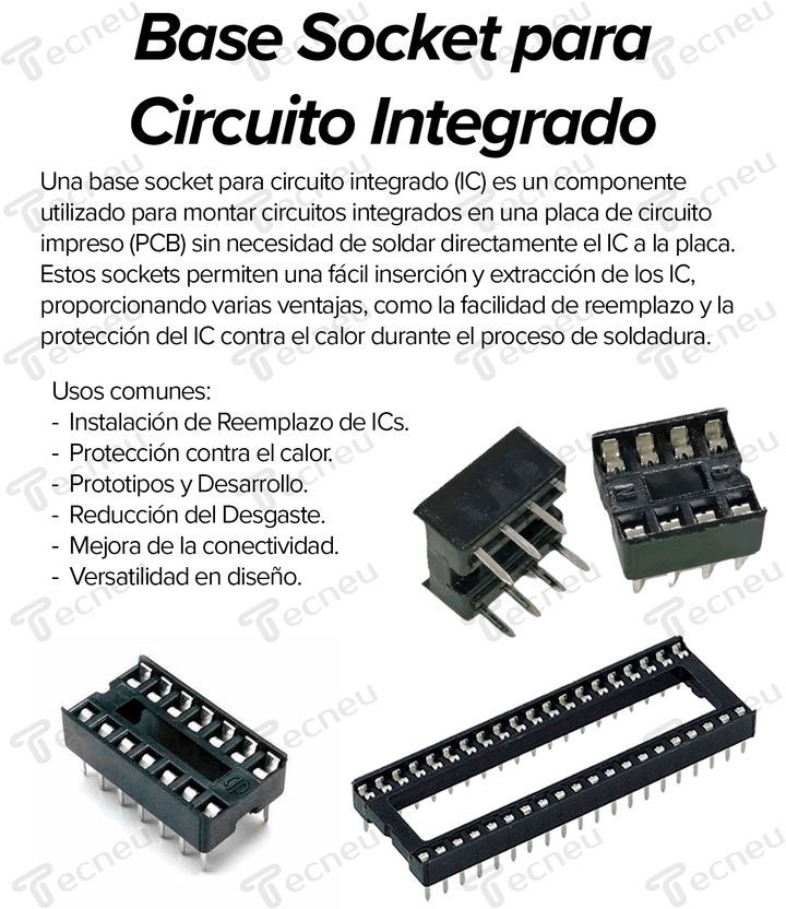 Base Socket para Circuito Integrado de 14 pines DIP - 14 - Tecneu