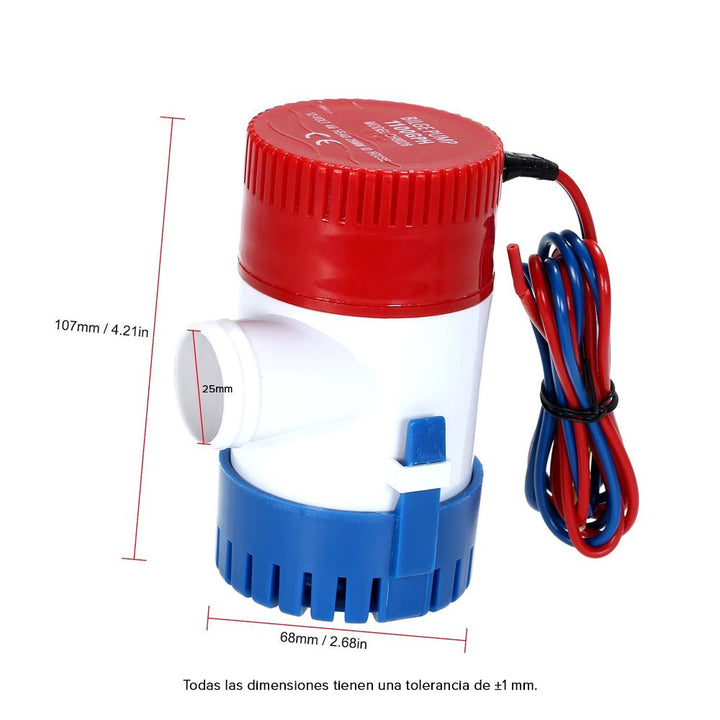 Bomba De Agua De Vacío Sumergible 12V - 750GPH - Tecneu