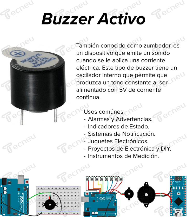 Buzzer Activo 5v Zumbador - Tecneu