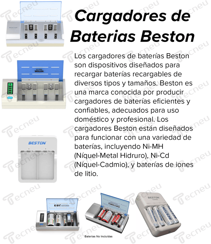 Beston C821 Cargador Estándar Original AA/AAA/C/D/9V 1.2V Batería Recargable - Tecneu