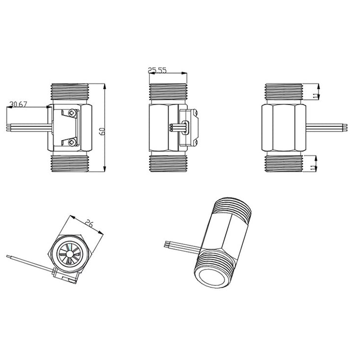 Caudalímetro Metálico YF - B6 - Sensor de Flujo de Agua 3/4” - Tecneu