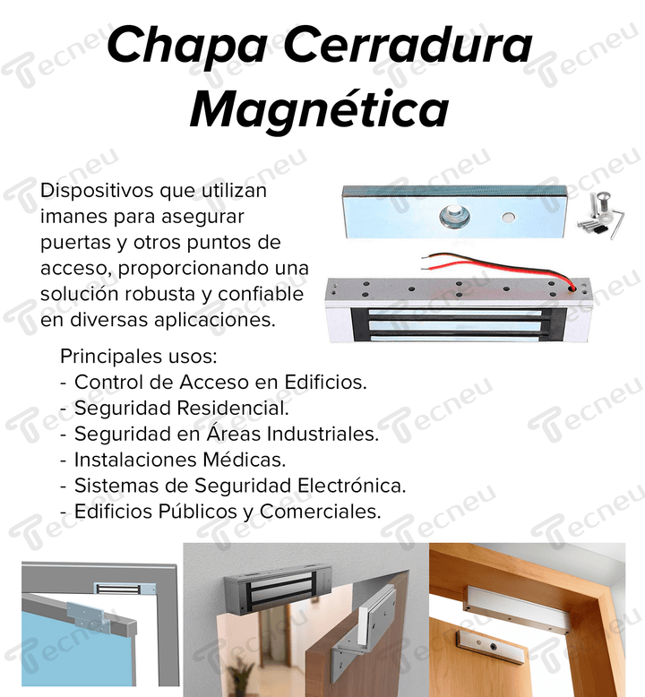 Chapa Cerradura Magnetica 280kg 12/24v Señal Led Seguridad - Tecneu