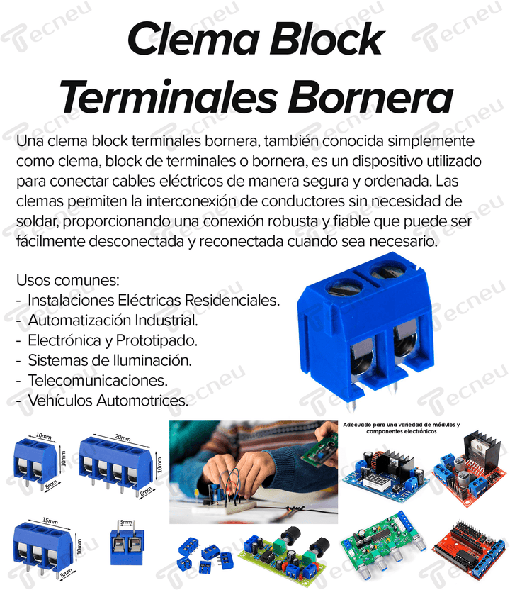 Clema 3 Pines Terminales Bornera - Tecneu