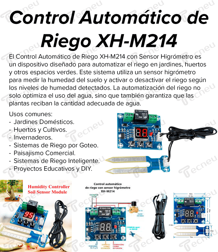 Control Automático De Riego Xh - m214 Con Sensor Higrómetro - Tecneu