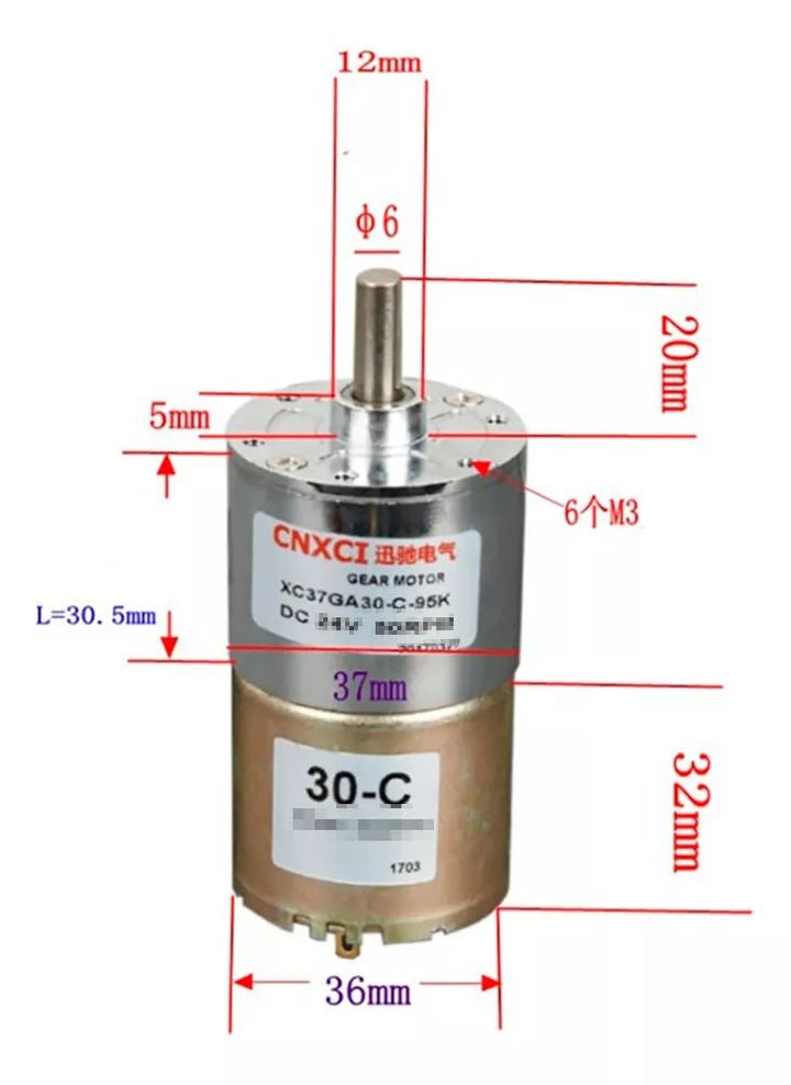 Motorreductor Dc 12kg 12v 30rpm - Tecneu