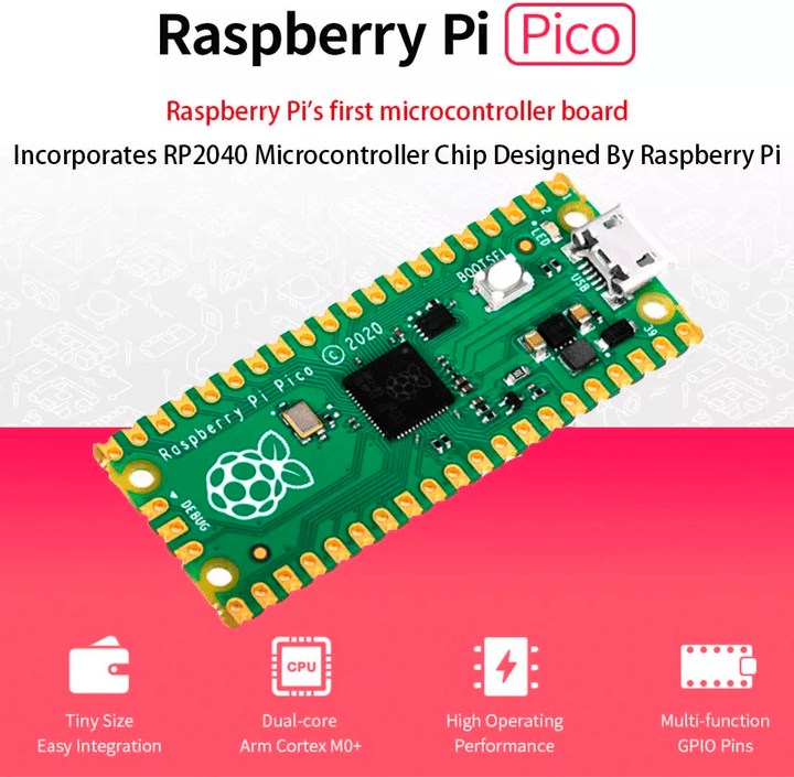 Raspberry Pi Pico Rp2040 Dual Core Arm Cortex M0 Tipo C Pines Soldados - Tecneu