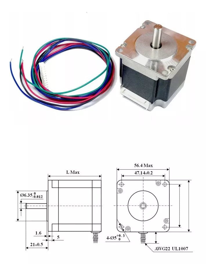 Motor A Pasos Nema 23 Bipolar 12kg/cm Cnc Arduino 23hs5628 - Tecneu