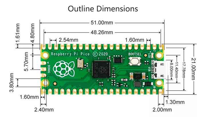 Raspberry Pi Pico micro USB pines soldados Dual - Core RP2040 - Tecneu