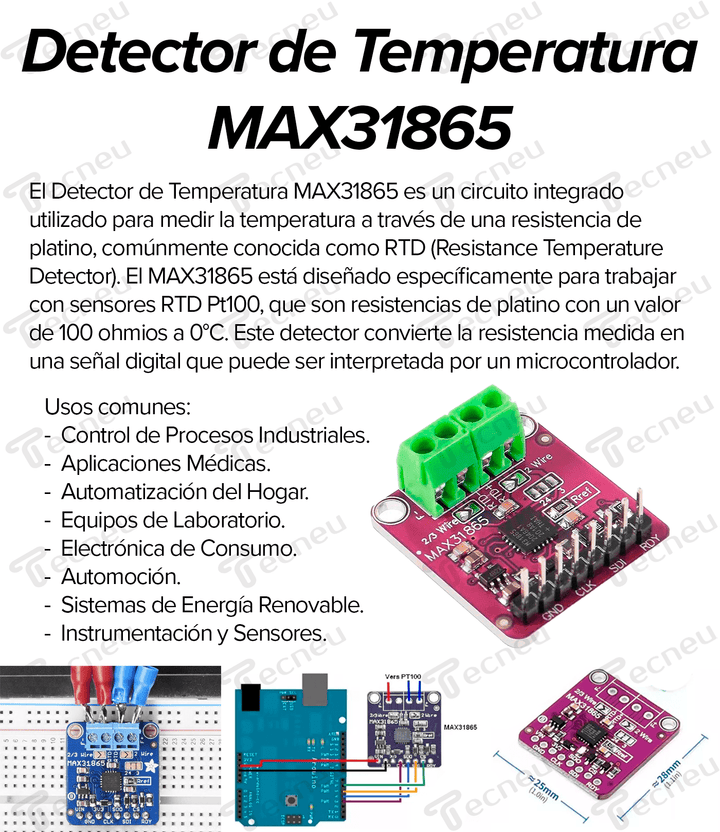 Detector De Temperatura Max31865 Resistencia Platino Pt100 - Tecneu