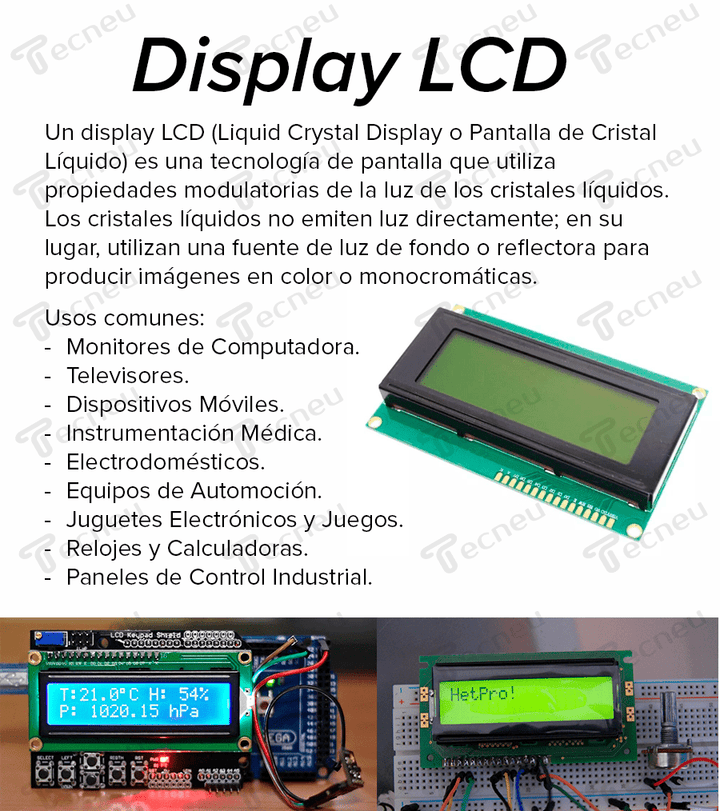 Display Lcd Pantalla 16x2 + Interfaz De Conversión I2c - Tecneu