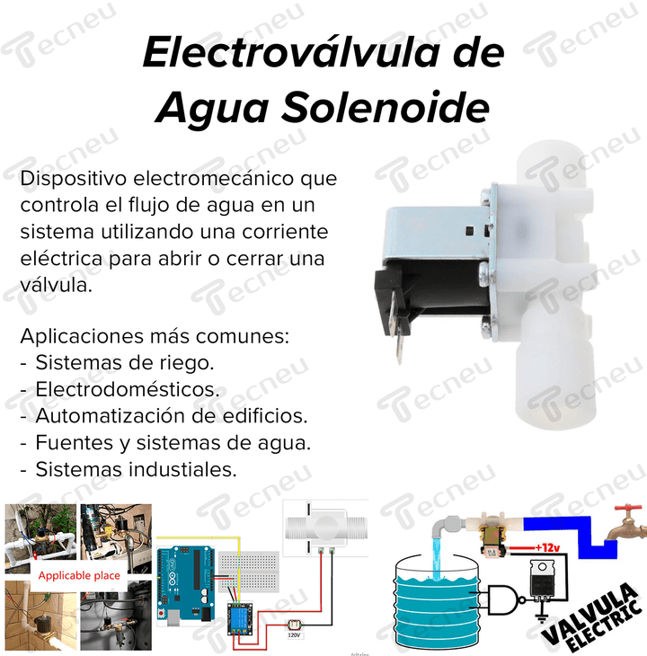Electroválvula Válvula Agua 1/2 Solenoide 12v 0.02 ~ 0.8 Mpa - Tecneu