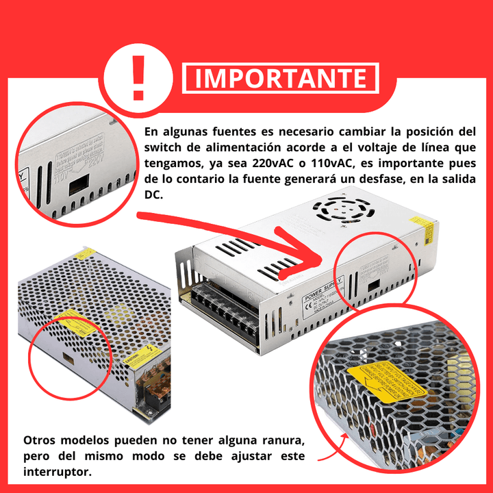 Fuente De Alimentación Conmutada 24V 10A 110/220vac - Tecneu