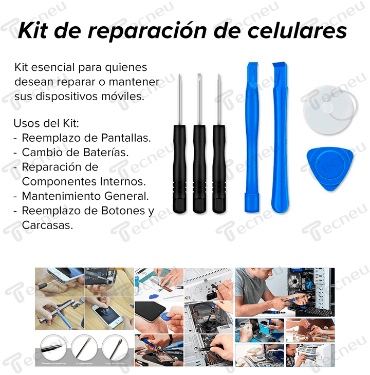 Kit De Reparación De Celulares Con Adherible, Destornilladores, Pala, Ventosa/Chupones - Tecneu