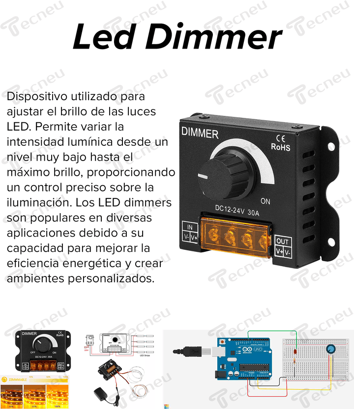 Led Dimmer 12v 24v 30a - Tecneu