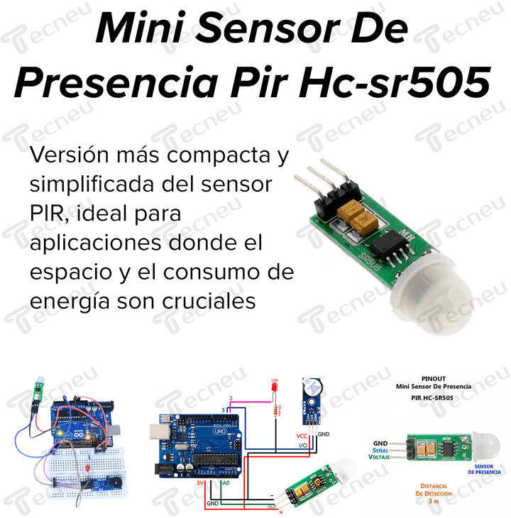 Mini Sensor De Presencia Pir Hc - sr505 Movimiento Infrarrojo - Tecneu