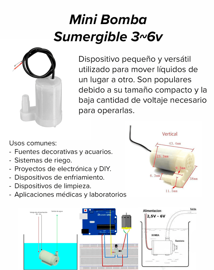 Mini Bomba Sumergible 3~6v - Tecneu