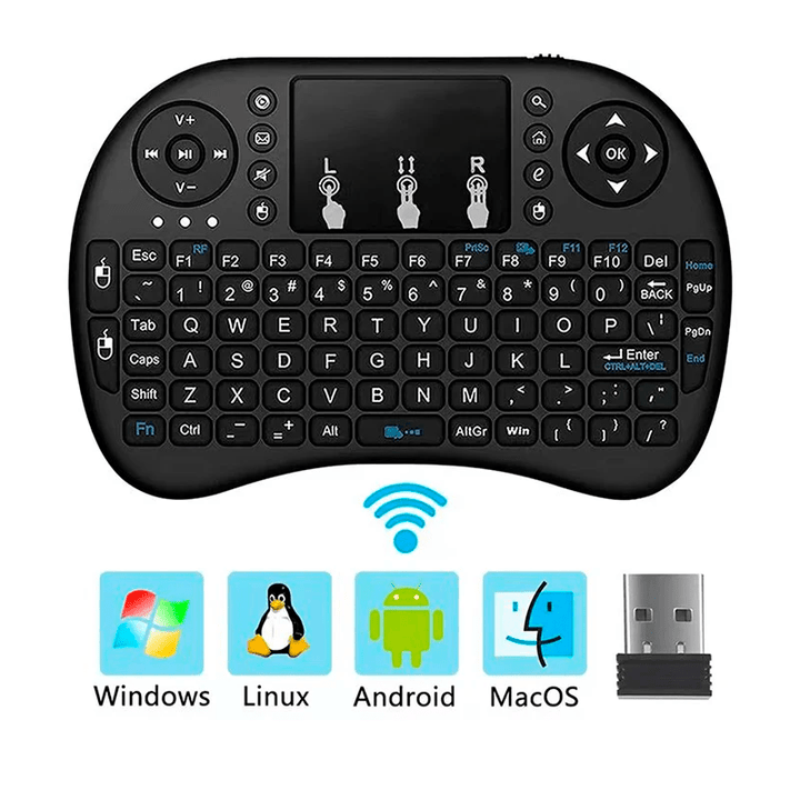 Mini Teclado Inalámbrico USB Multitáctil SmartTv Box Xbox Pc - Tecneu