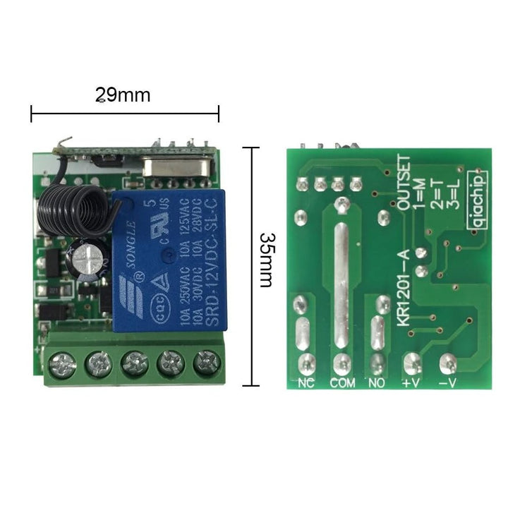 Receptor Rf Relevador Inalambrico 433mhz Chapas Portones 12V - Tecneu