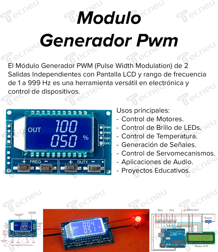 Modulo Generador De Pwm Con 2 Salidas Independientes - Tecneu