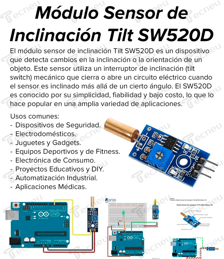 Modulo Sensor De Inclinacion Tilt Sw520d - Tecneu