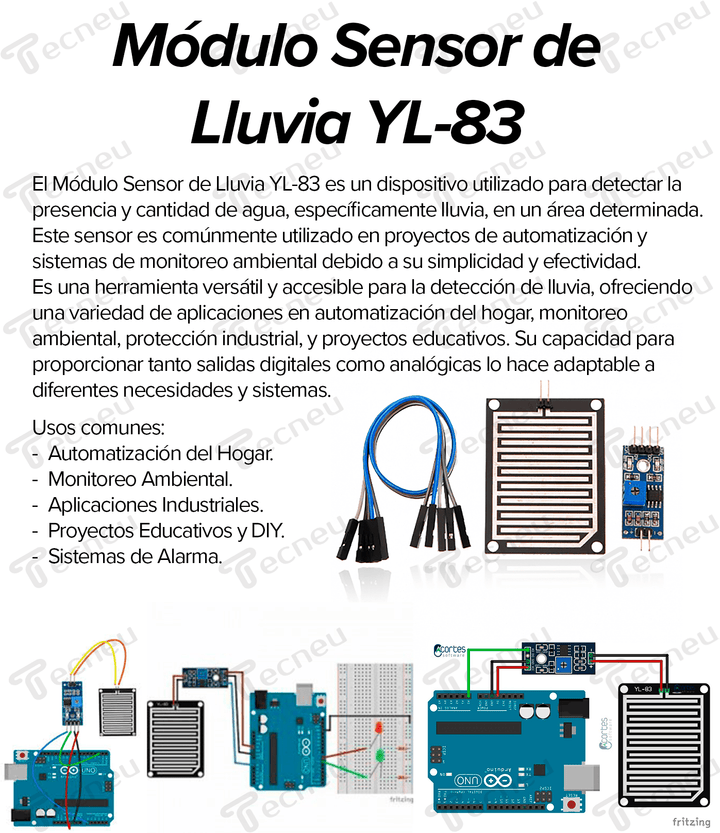 Modulo Sensor De Lluvia Yl - 83 - Tecneu