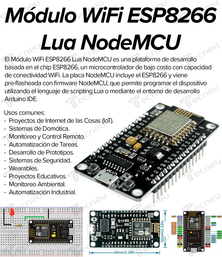 Modulo Wifi Esp8266 Lua Nodemcu Node Mcu - Tecneu