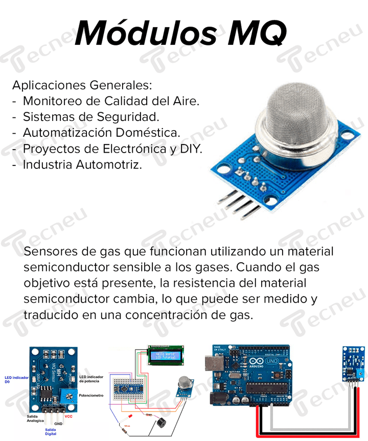 Modulo Sensor Gas Combustible Mq9 Monoxido De Carbono Mq - 9 - Tecneu