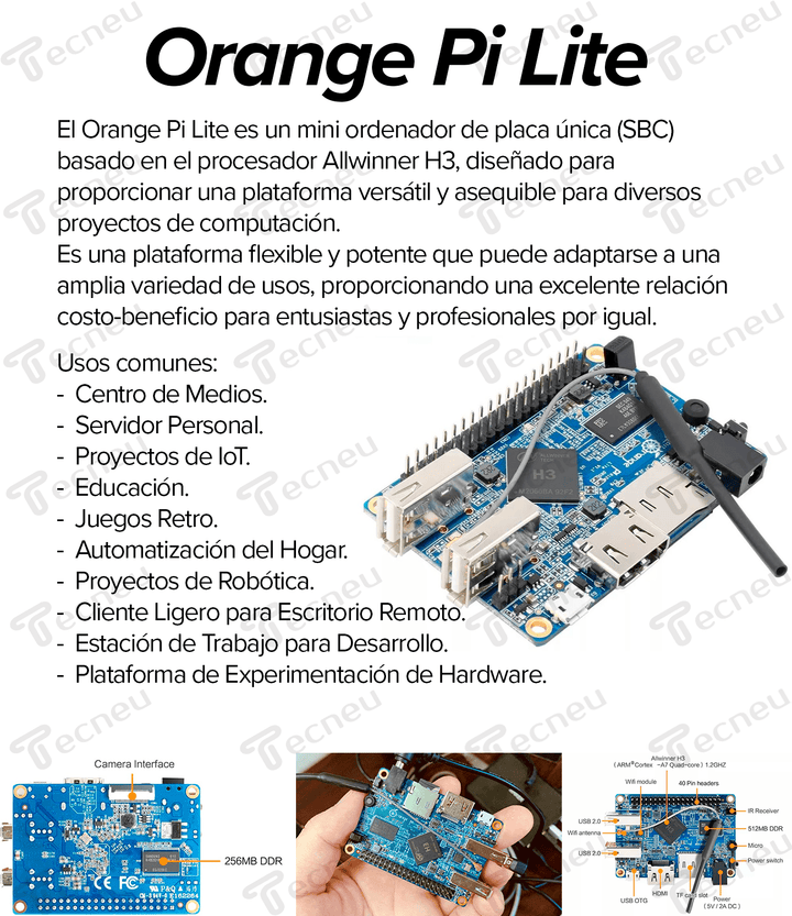 Orange Pi Lite Pc Quad Core 1.2 Ghz 1 GB Ddr3 Hdmi Wifi - Tecneu