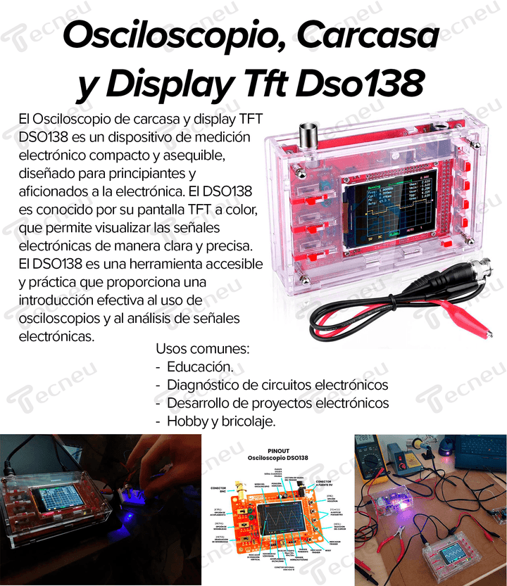 Osciloscopio Carcasa Y Display Tft Dso138 - Tecneu