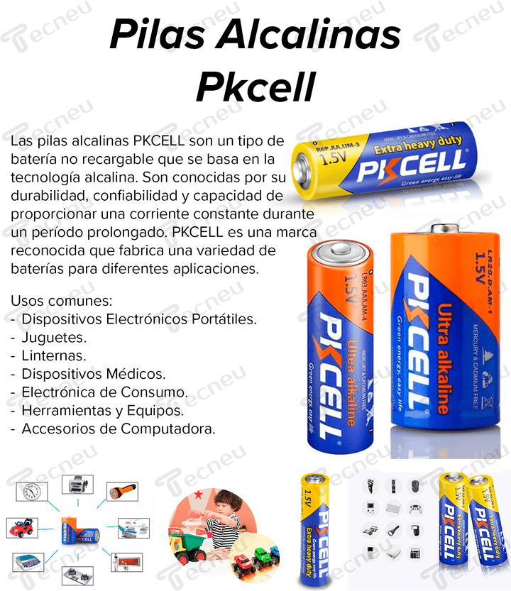 Pilas Aa Baterías Pkcell® Original Extra Duración R6P, 4 Pilas - Tecneu