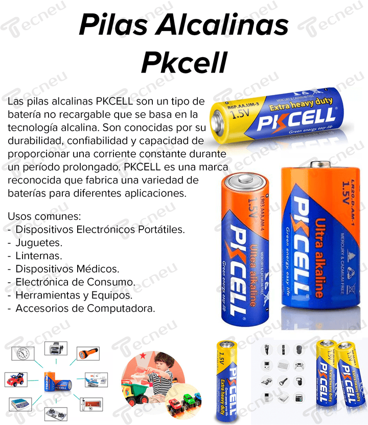 2 Pilas D Ultra Alcalina D2 Pkcell® Batería Tipo D Extra Duración - Tecneu