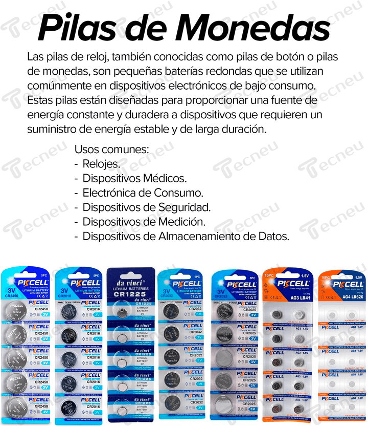 5 Piezas De Pila Tipo Moneda Cr1225 3v Pkcell Reloj Juguete Control - Tecneu