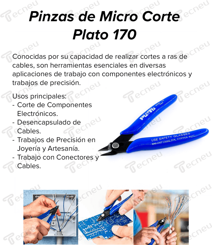 Pinzas De Micro Corte Plato 170 Corte A Ras De Cable - Tecneu
