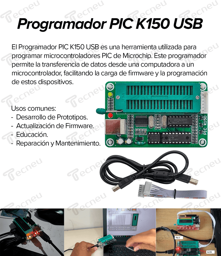 Programador Pic K150 Usb, Separadores, Iscp - Tecneu