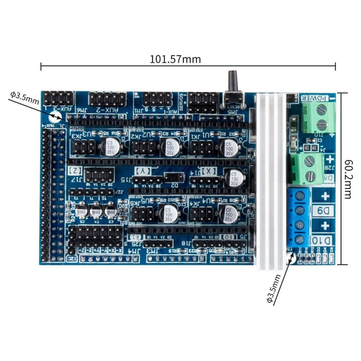 Tarjeta RAMPS 1.6 Shield para CNC e Impresoras 3D con Disipador de Calor - Tecneu