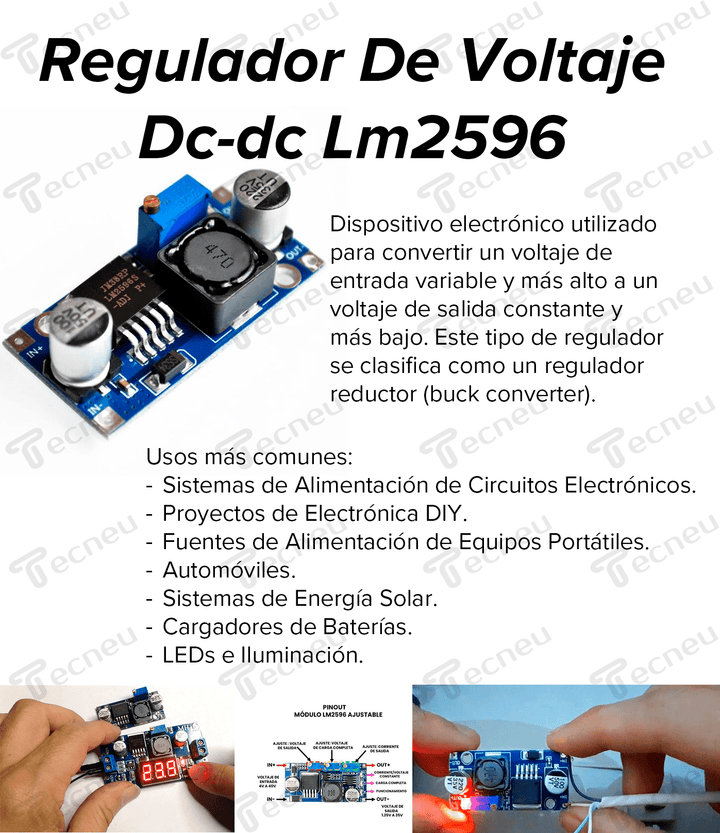 Regulador De Voltaje Dc - dc Lm2596 - Tecneu