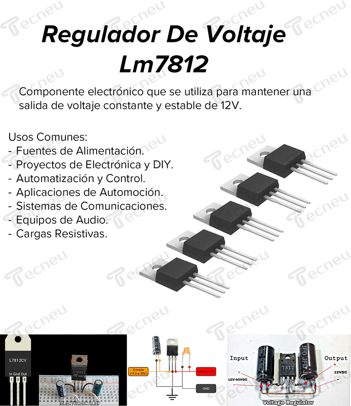 Regulador De Voltaje Lm7812 7812 - Tecneu