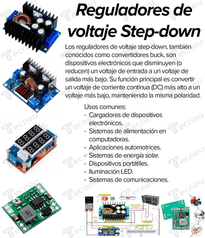 Xl4015 Regulador Step Down 50w 5a Voltimetro Amperimetro - Tecneu