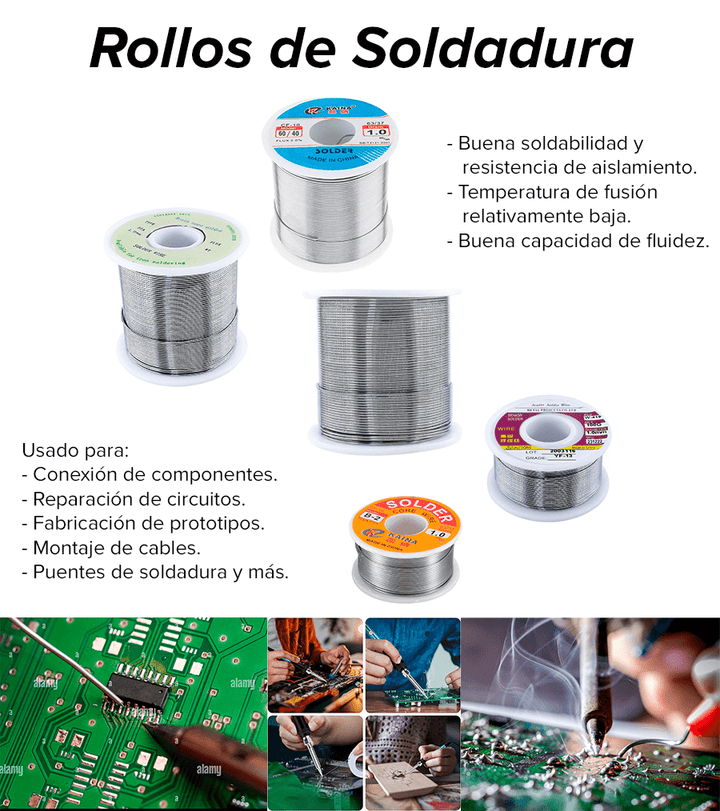 Rollo De Soldadura 450 Gramos Aleacion 60/40 Estaño/ Plomo - Tecneu