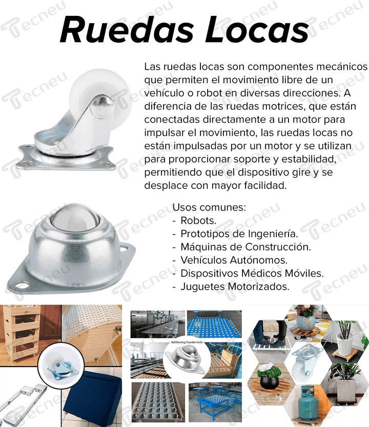 Rueda Loca De Metal Robotica, Llantas - Tecneu