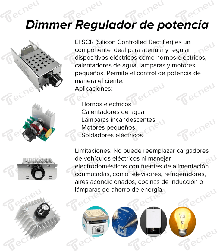 Dimmer Regulador Voltaje Control Velocidad 110~220vac 4000w - Tecneu