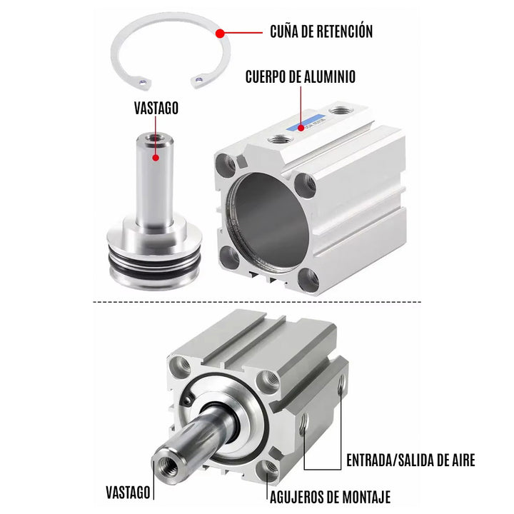 Pistón Actuador Neumático Cilindro SDA50X50 Aire - Tecneu