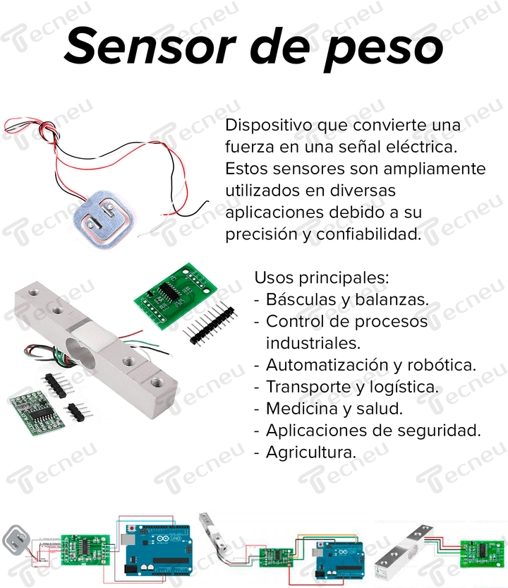 Sensor De Peso Celda De Carga 20kg Con Hx711 - Tecneu